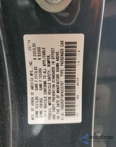 2015 Honda Accord Ex from USA, damaged, VIN 1HGCR2F78FA025767